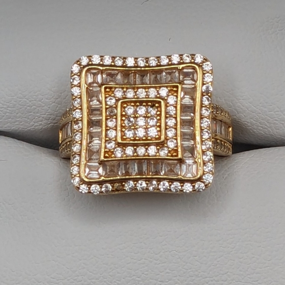 PRICE DROP -18k Gold and Cubic Zirconia Ring, 18k over silver, 925 NWOT - Picture 3 of 10